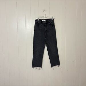 Abercrombie & Fitch The 90’s Straight Ultra High Rise Black Jeans Size 4 Raw Hem